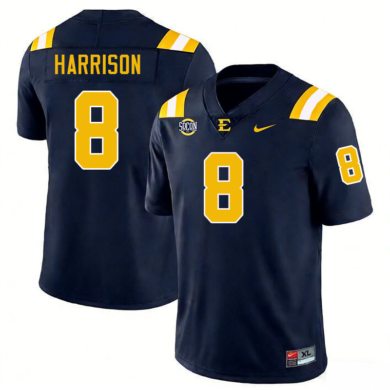 East Tennessee State Buccaneers #8 Jeremiah Harrison College Football Jerseys,Uniforms-Navy